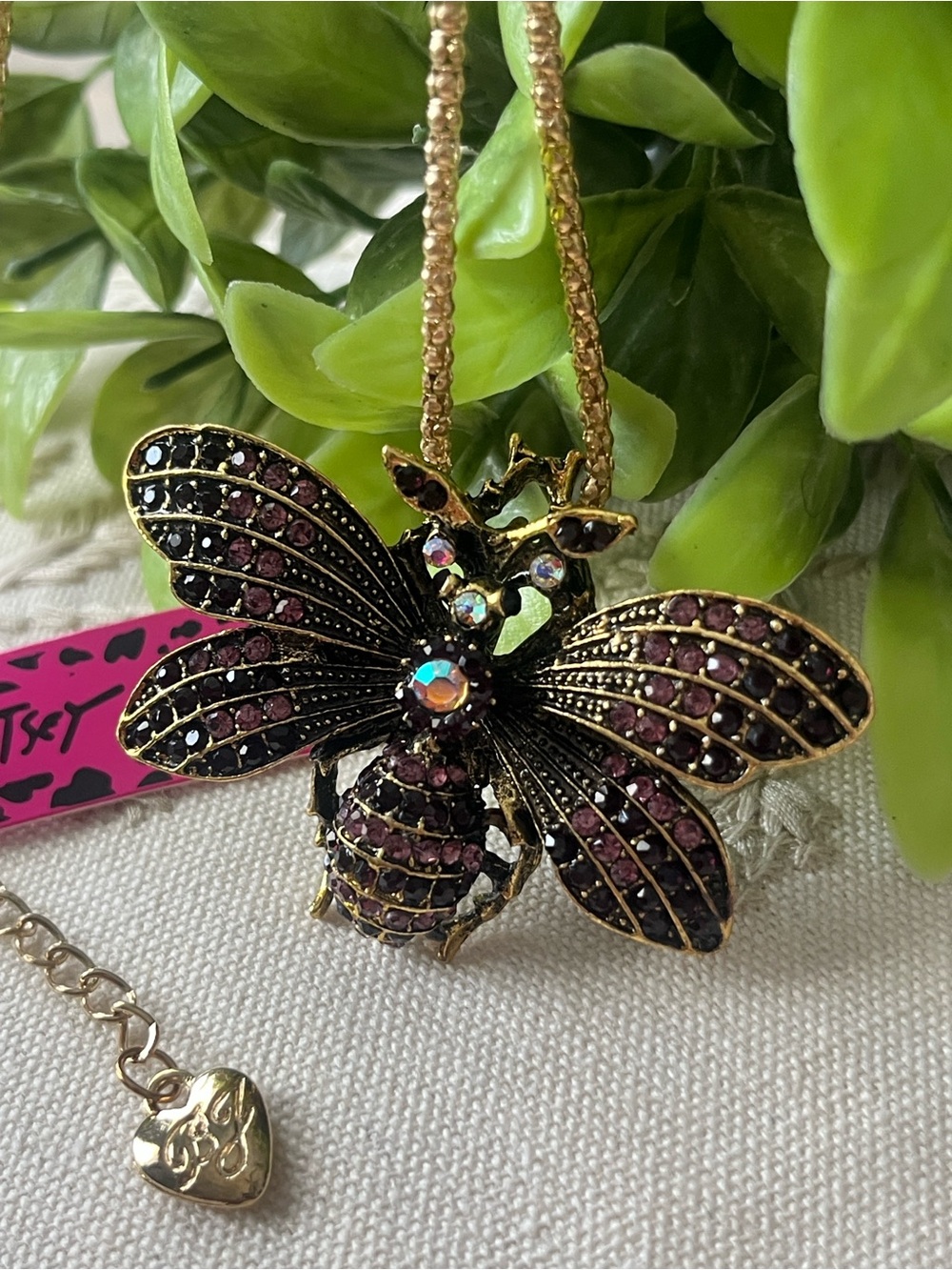 Betsey Johnson Gold-Tone Bee Pendant Necklace ~New~